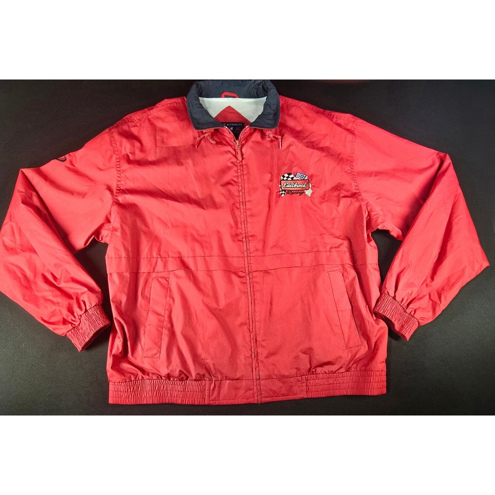 Port Authority Edelbrock Racing Jacket Mens XL Red Vintage Windbreaker J-753